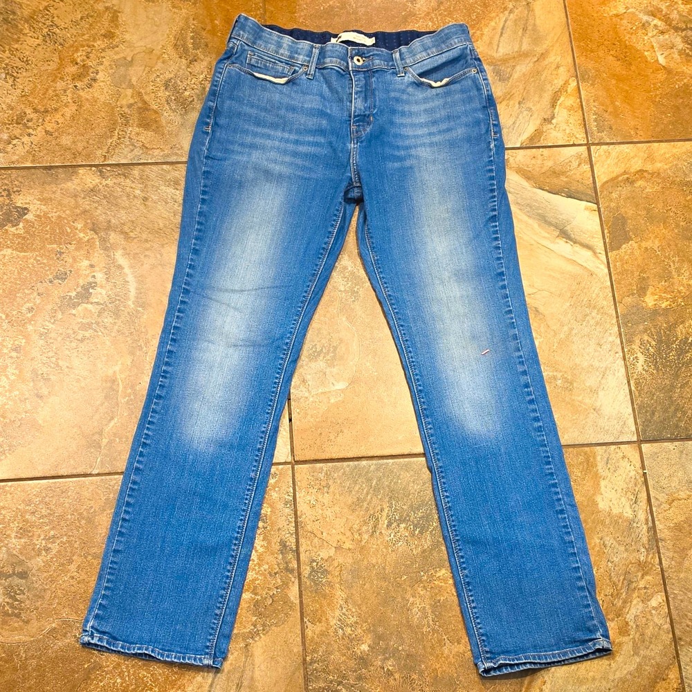 Levis Blue Denim Straight Leg 5-Pocket Button Logo Jeans Women 12 #212